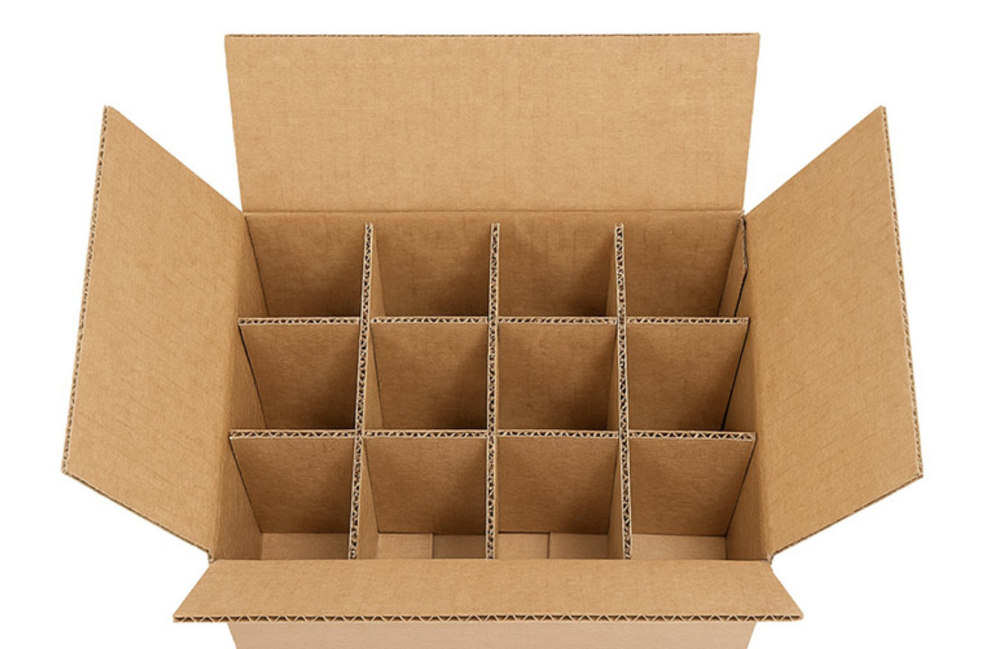 Corrugated box with partitions
