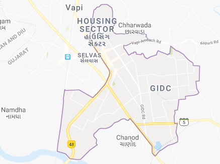 Vapi GIDC location and Maharashtra Gujarat service coverage
